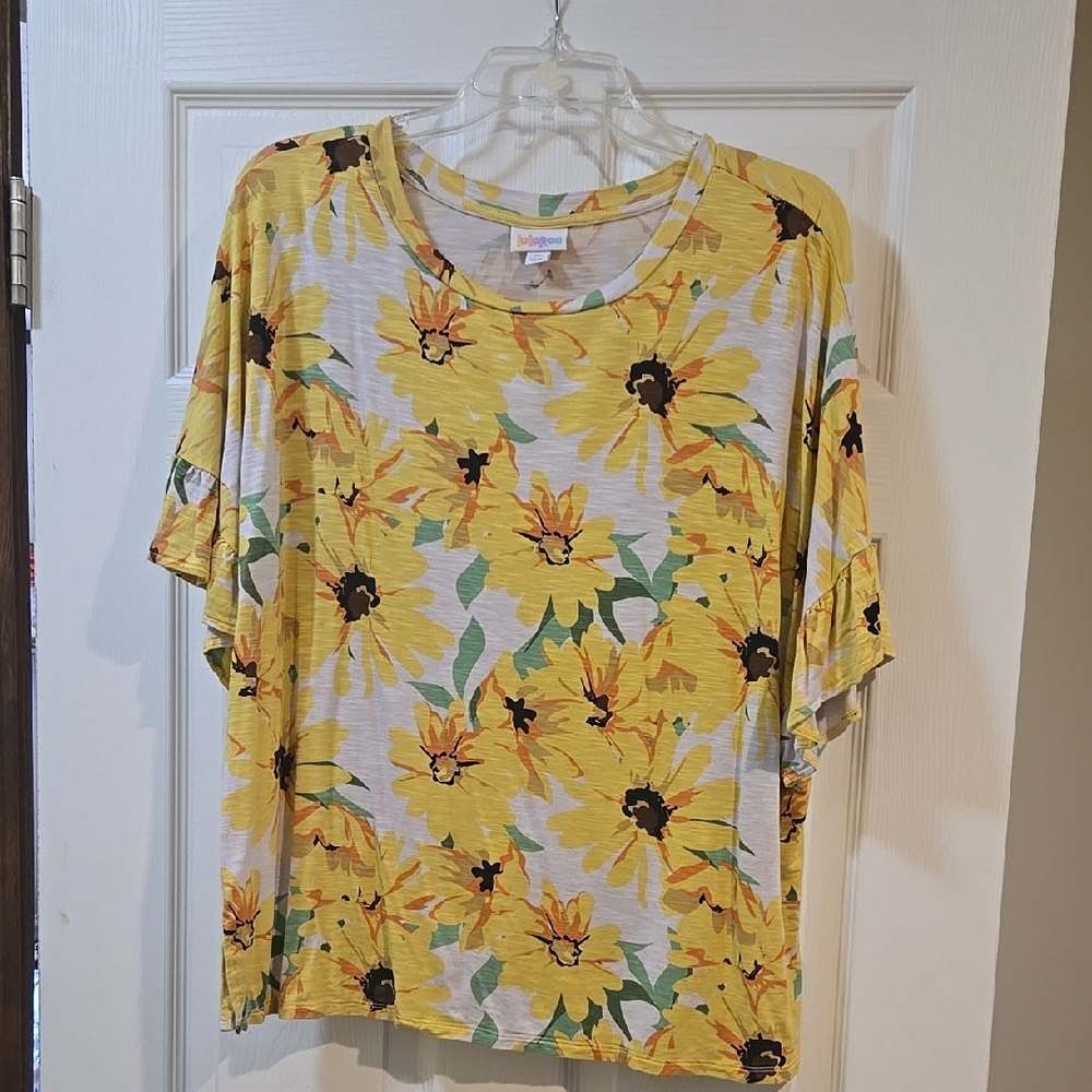 Lularoe Women's Yellow Floral Top Xl